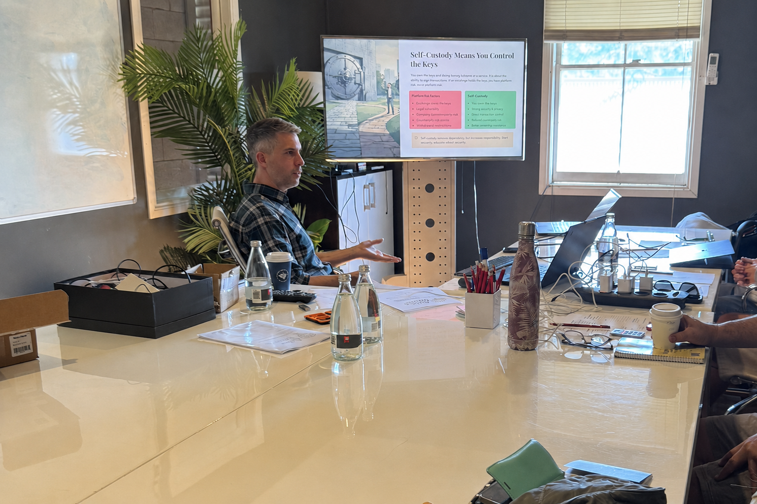 Instructor presenting self-custody concepts at the Burleigh Heads workshop